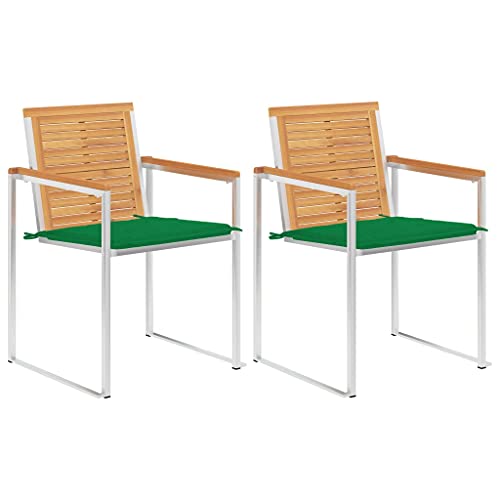HANJIEFACAI gartenstühle,klappstuhl,campingstuhl klappbar,klappstühle,Gartenstühle mit Kissen 2 STK. Massivholz Teak und Stahlcampingstuhl,Balkon Stuhl,gartenstuhl klappbar,Sun Garden,