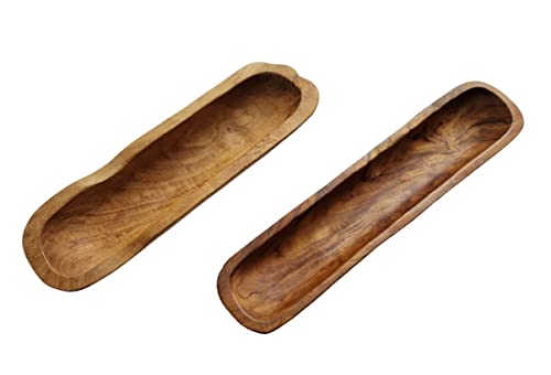 Windalf Rustikale Teakholz-Schale GALINA 33 cm Antipasti & Baguette Teakschale Schreibtisch-Schale Schlüsselschale Vorraumschale Handarbeit aus Wurzelholz