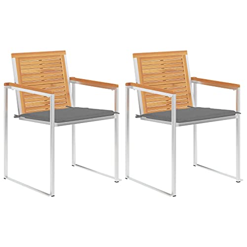 HANJIEFACAI gartenstühle,klappstuhl,campingstuhl klappbar,klappstühle,Gartenstühle mit Kissen 2 STK. Massivholz Teak und Stahlcampingstuhl,Balkon Stuhl,gartenstuhl klappbar,Sun Garden,