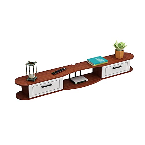 GAOAZHEN Schwebender TV-Ständerschrank, geschlossenes Schranktürdesign, Holz-Set-Top-Boxen, Multimedia-Aufbewahrungsregal, geeignet für Freizeitraum, Schlafzimmer, Büro/Teakholz / 100 cm