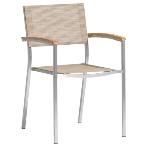 acamp Stapel-Stuhl Stapel-Sessel Skye | Gartenstuhl 56x57x89 cm | Edelstahl und Teakholz | Rostfrei und wetterbeständig | Edelstahl/Teak/Sand