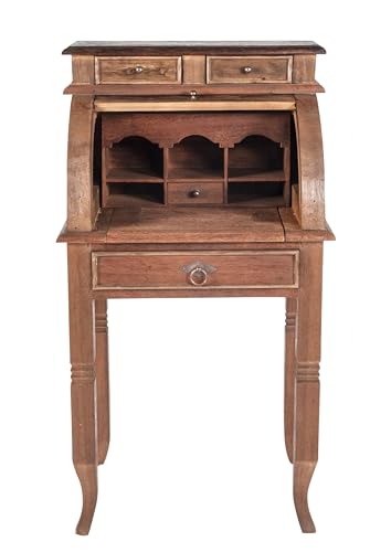 Dynamic24 Sekretär Seadrift Teakholz Schreibtisch Bürotisch Kommode Schrank Highboard