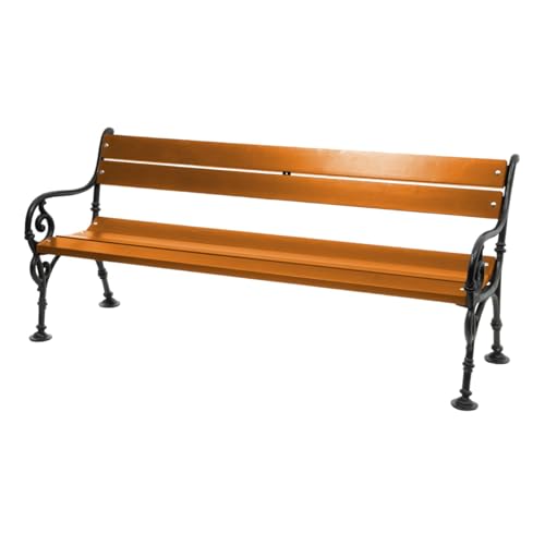 Gartenbank Parkbank Holtz Gusseisen Garten Outdoor Bank 0109 Fichtenholz Bank für Terrassen Balkonbank, Holzbank, Gartenmöbel Bänke 155x69x40 cm (Teak)