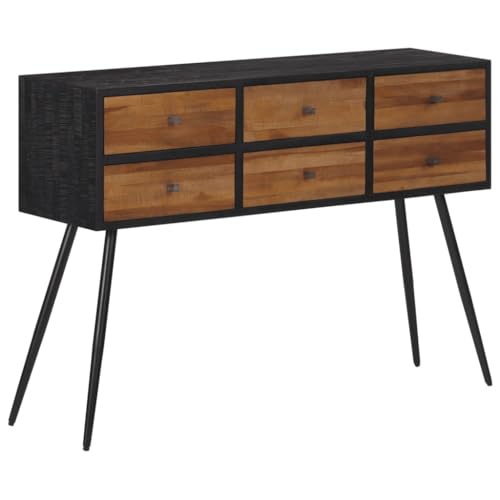 Rantry Konsolentisch mit Schubladen, 116 x 30 x 76 cm, massives Reclaimed Teak, Kommode Schubladenstütze, Schlafzimmermöbel, Schlafzimmerschrank mit Schubladen, Aufbewahrungsschrank, Kommode für
