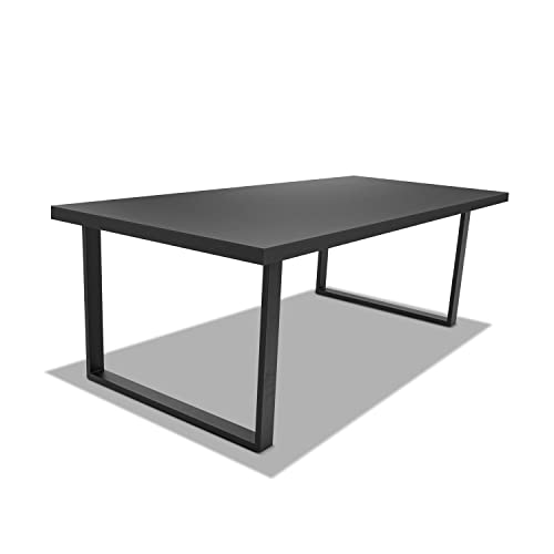 Esstisch aus Holz und Metall mit quadratischen Füßen - erhältlich in 2 Größen 160x90 cm und 200x100 cm und in 4 Farben weiß, schwarz, Holz neutral, Teakholz (220x100cm, schwarz)