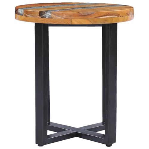 vidaXL Teakholz Massiv Couchtisch Handgefertigt Beistelltisch Wohnzimmertisch Kaffeetisch Sofatisch Holztisch Massivholztisch 40x45cm Polyresin