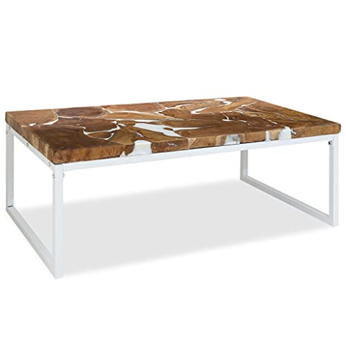 MOBCANT Couchtisch, Coffee Table Sofa Tisch Betttisch Balkontisch Geeignet für Büro Schlafzimmer Wohnung Hotel Teak Harz 110x60x40 cm