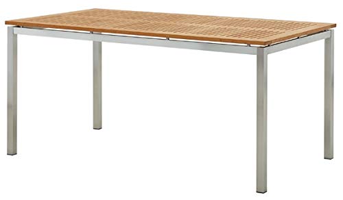 ASS Edelstahl Teak Gartentisch 160x90 cm Holztisch Esstisch Tisch Massive Ausführung A-Grade Teakholz Modell: Kuba
