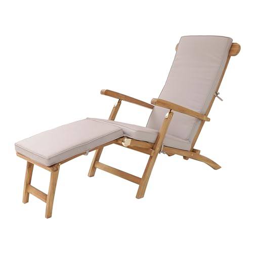 AXI Costa Liegestuhl aus Teak Holz mit Kissen | Deckchair Gartenliege aus Teakholz mit Verstellbarer Rückenlehne - 4 Positionen | Sonnenliege für Draußen/Garten
