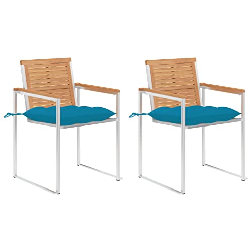 HANJIEFACAI gartenstühle,klappstuhl,campingstuhl klappbar,klappstühle,Gartenstühle mit Kissen 2 STK. Massivholz Teak und Stahlcampingstuhl,Balkon Stuhl,gartenstuhl klappbar,Sun Garden,