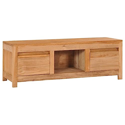 WRJENFSC TV-Schrank 100×30×35 cm Massivholz Teak Tv Bank Tv Ständer Fernsehschrank Fernsehtisch Hoch für Flur Wohnstube Schlafzimmer Inneres