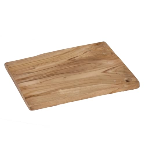 Meubletmoi Schneidebrett / Brotschneidebrett, rechteckig, L. 30 cm, aus Teakholz – handgefertigt – Melba