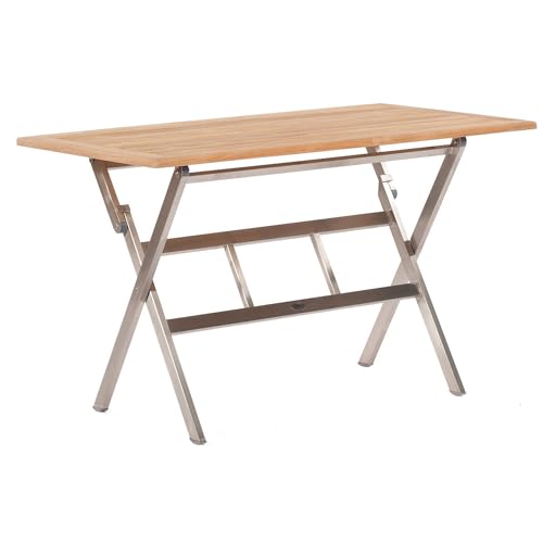 Sonnenpartner Klapptisch Base 120x70 cm Edelstahl Tischsystem mit wählbarer Tischplatte HPL Teak Tischplatte HPL Beton-dunkel 80050845