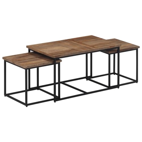 MOBCANT Satztische 3 STK, Sofa Tisch Wohnzimmertisch Coffee Table Wohnzimmer möbel Geeignet für Hotel Büro Schlafzimmer Teehaus Massivholz Teak