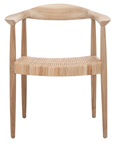 Safavieh Home Collection Sijo Stuhl aus Teakholz, komplett montiert ACH1007A, Holz, Natürliches Teak/natürliches Rattan