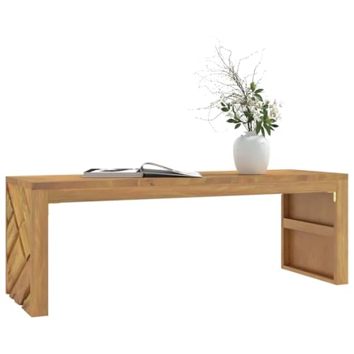 MOBCANT Couchtisch, Balkontisch Sofa Tisch Side Table Teetisch Geeignet für Schlafzimmer Teehaus Büro Hotel 110x35x38 cm Massivholz Teak