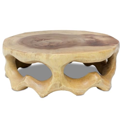 Holzhocker Rundhocker Hocker Blumenhocker Teakholzhocker ca. 30x10 cm Kunst Holz Teakholz Natur Braun Hell Klein