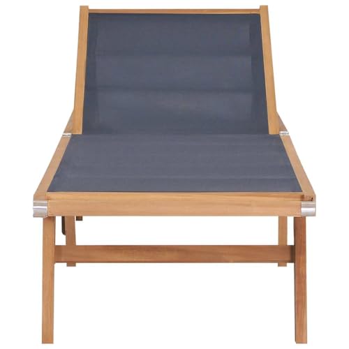 QJBSAVVA Relaxstuhl Garten Gartenliegen Relax Gartenstuhl Liegestuhl Balkon - Sonnenliege Klappbar mit Rädern Teak Massivholz und Textilene für Garden Lounge Terasse Strand