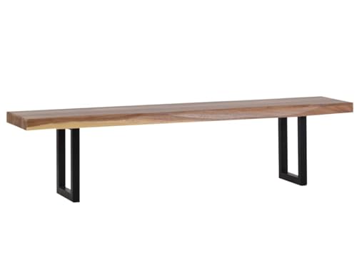 MiaMöbel Bank Vanaja 160 cm Modern Massivholz Metall Teak Dunkelbraun