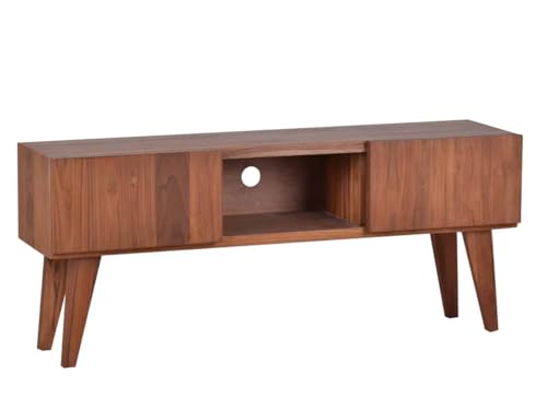 MiaMöbel TV-Kommode Tamesi 130 cm Modern Massivholz Teak Dunkelbraun