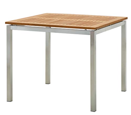 ASS Edelstahl Teak Gartentisch 90x90 cm Holztisch Esstisch Tisch Massive Ausführung A-Grade Teakholz Modell: Kuba