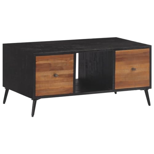 QJBSAVVA Couchtisch, Kleiner Tisch Bartisch Konsolentisch Schmal Rollcontainer Geeignet für Wohnzimmer Zuhause Schlafzimmer Büro 90x50x41 cm Recyceltes Massivholz Teak