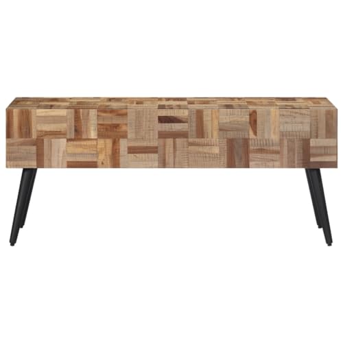 Genérico Wenjingqi 358523 Bank aus recyceltem Teakholz, massiv, 110 x 35 x 45 cm, Grau
