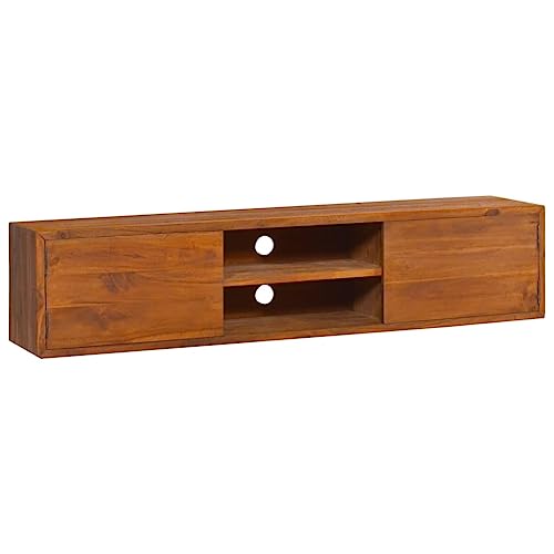 KATERYY Wand-TV-Schrank 135x30x30 cm Teak Massivholz TV-Bänke Möbel