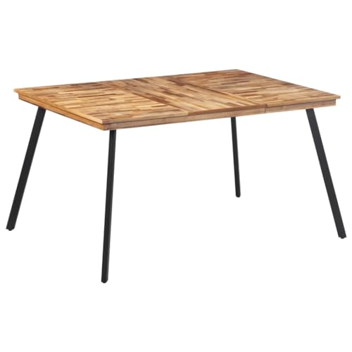 vidaXL Esstisch, Esszimmertisch mit Holzplatte, Küchentisch mit Eisengestell, Tisch Holztisch Speisetisch, Industrial, Massivholz Teak