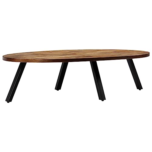 HETFTJN Bartisch Wohnzimmertisch Beistelltisch Outdoor Stehtisch - Couchtisch Recyceltes Massivholz Teak Oval 120 x 60 x 30 cm für Tagungsraum Speisesaal Café Balkon