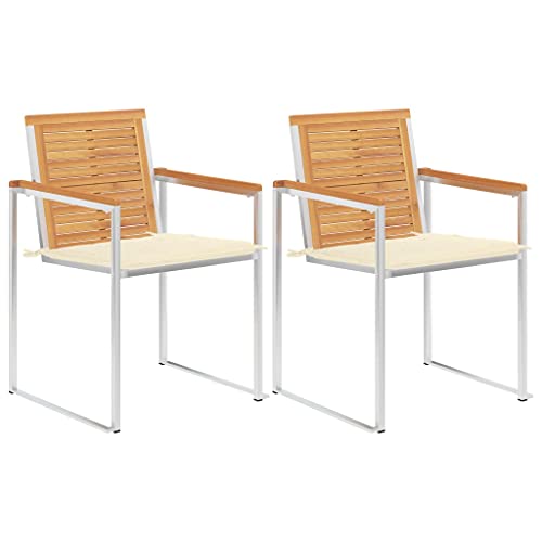 HANJIEFACAI gartenstühle,klappstuhl,campingstuhl klappbar,klappstühle,Gartenstühle mit Kissen 2 STK. Massivholz Teak und Stahlcampingstuhl,Balkon Stuhl,gartenstuhl klappbar,Sun Garden,