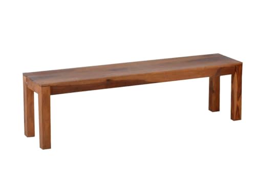 MiaMöbel Bank Lendra 140 cm Modern Massivholz Teak Hellbraun