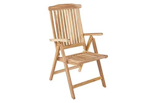 SAM Hochlehner Aruba, Teak-Holz, Klappstuhl 5-Fach verstellbar, Massivholz, Gartenstuhl ideal für Balkon, Terrasse oder Garten, 67 x 58 x 107 cm