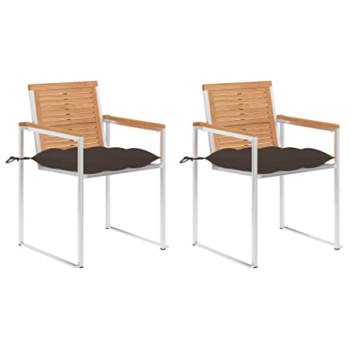 HANJIEFACAI gartenstühle,klappstuhl,campingstuhl klappbar,klappstühle,Gartenstühle mit Kissen 2 STK. Massivholz Teak und Stahlcampingstuhl,Balkon Stuhl,gartenstuhl klappbar,Sun Garden,