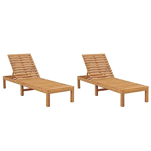 BaraSh Sonnenliegen 2 STK. Massivholz Teak Gartenliege Sonnenliegen BalkonmöBel Lounge Sessel Outdoor Liegen Garten