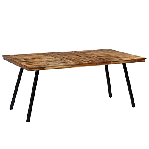 AGGEY Möbel, Tische, Küche, Esstisch, aus recyceltem Teak und Stahl, 180 x 90 x 76 cm, Esszimmertische