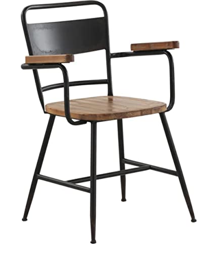 Stuhl mit Armlehne Nora, Stuhl Industrial Style Metall, Teak Holz, Modern