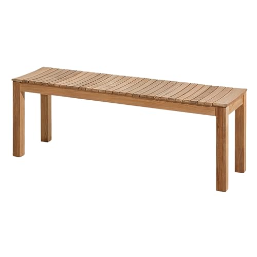 Loft-Bank Somerville, 3-Sitzer aus unbehandeltem Teakholz, braun, wetterfest, für Garten, Terrasse, Balkon, Outdoor, sitzbank, küchenbank, bettban160 x 45 x 35 cm Belastung bis 360 kg