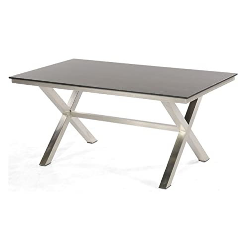 Sonnenpartner Gartentisch Base-Spectra 160x90 cm Edelstahl Tischsystem Tischplatte Solid Old Teak Natur 80050536