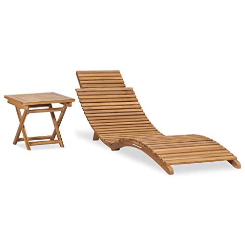 vidaXL Teak Massiv Sonnenliege Klappbar mit Tisch Klappliege Gartenliege Relaxliege Gartenmöbel Liege Lounge Holzliege Strandliege