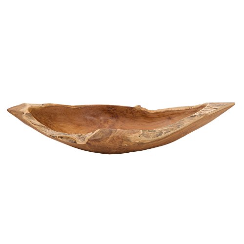 Invicta Interior Massive Teak Holz Schale 60cm Root Boat aus Wurzelholz Holzschale Obstschale Natur unbehandelt Massivholz Teakholzschale