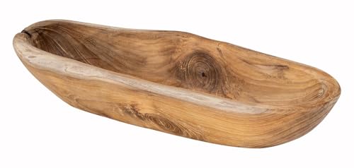levandeo Teakholz Schale ca. L39cm Massiv Holz Obstschale Schüssel Holzschale Dekoschale Tischdeko Holzdeko Unikat