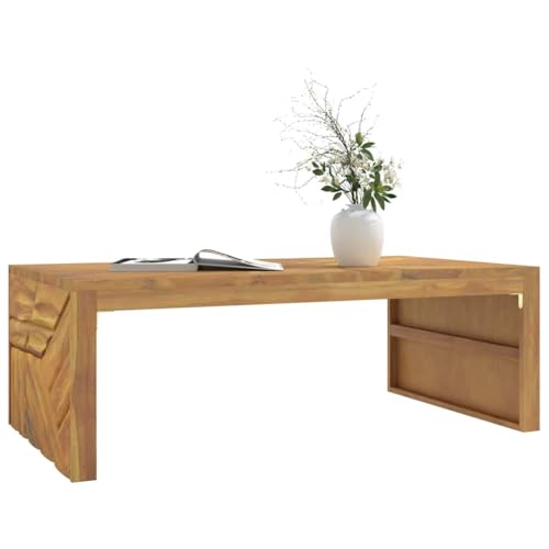 MOBCANT Couchtisch, Wohnzimmertisch Sofa Tisch Side Table Balkontisch Geeignet für Teehaus Büro Wohnung Schlafzimmer 110x60x38 cm Massivholz Teak