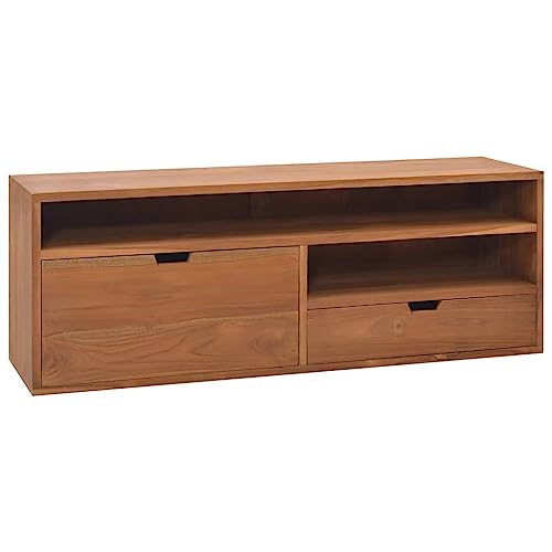 MOBCANT TV-Schrank, TV-Tisch Fernseherständer TV-Bank TV-Cabinet Geeignet für Küche Wohnbereich Schlafzimmer Wohnung 110x30x40 cm Teak Massivholz
