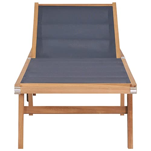 lyrlody Sonnenliege, 5-Fach verstellbare Rückenlehne, bequemer, platzsparender Teak-Hartholz-Stuhl, wetterfest für die Terrasse zum Sonnenbaden