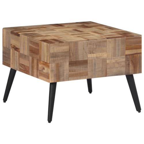 XINCXIN Couchtisch, beistelltische fürs Wohnzimmer Sofa Tisch Sideboard Coffee Table Grau 55x55x40 cm Recyceltes Massivholz Teak