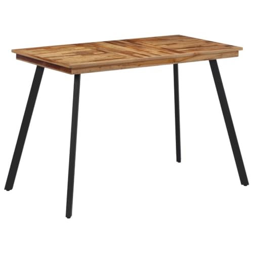 vidaXL Esstisch, Esszimmertisch mit Holzplatte, Küchentisch mit Eisengestell, Tisch Holztisch Speisetisch, Industrial, Massivholz Teak