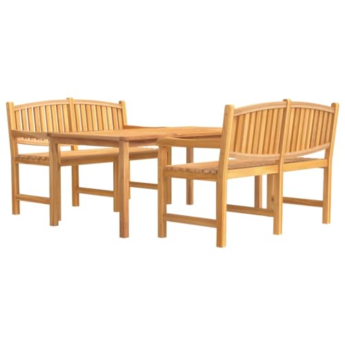 vidaXL Garten Essgruppe 3-TLG., Gartenmöbel Set Tisch 2 Bänke, Sitzgruppe für Garten Terrasse, Gartengarnitur Gartenset, Massivholz Teak
