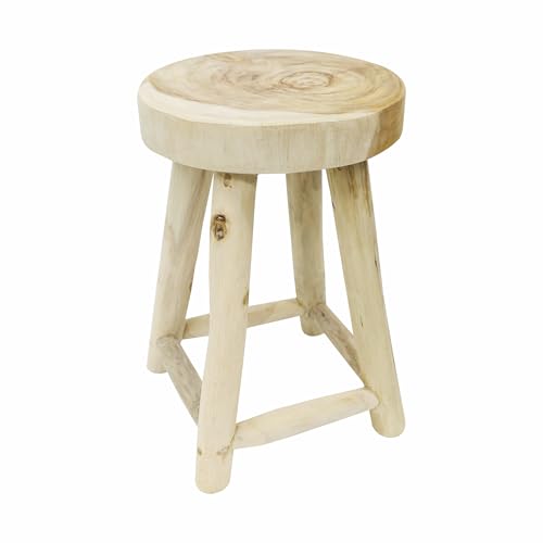 Divero Hocker aus Teak-Holz, unbehandelt - Farbe: Hell-Braun - Reine Handarbeit