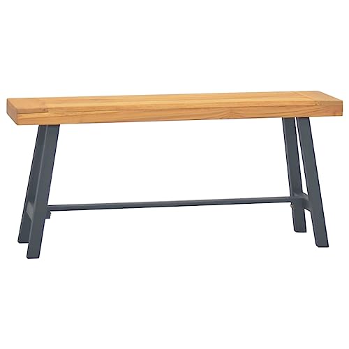 vidaXL Bank Holzbank Esszimmerbank Sitzbank Flurbank Küchenbank Essbank Massivholzbank Sitzhocker Vintage-Charme 110cm Massivholz Teak